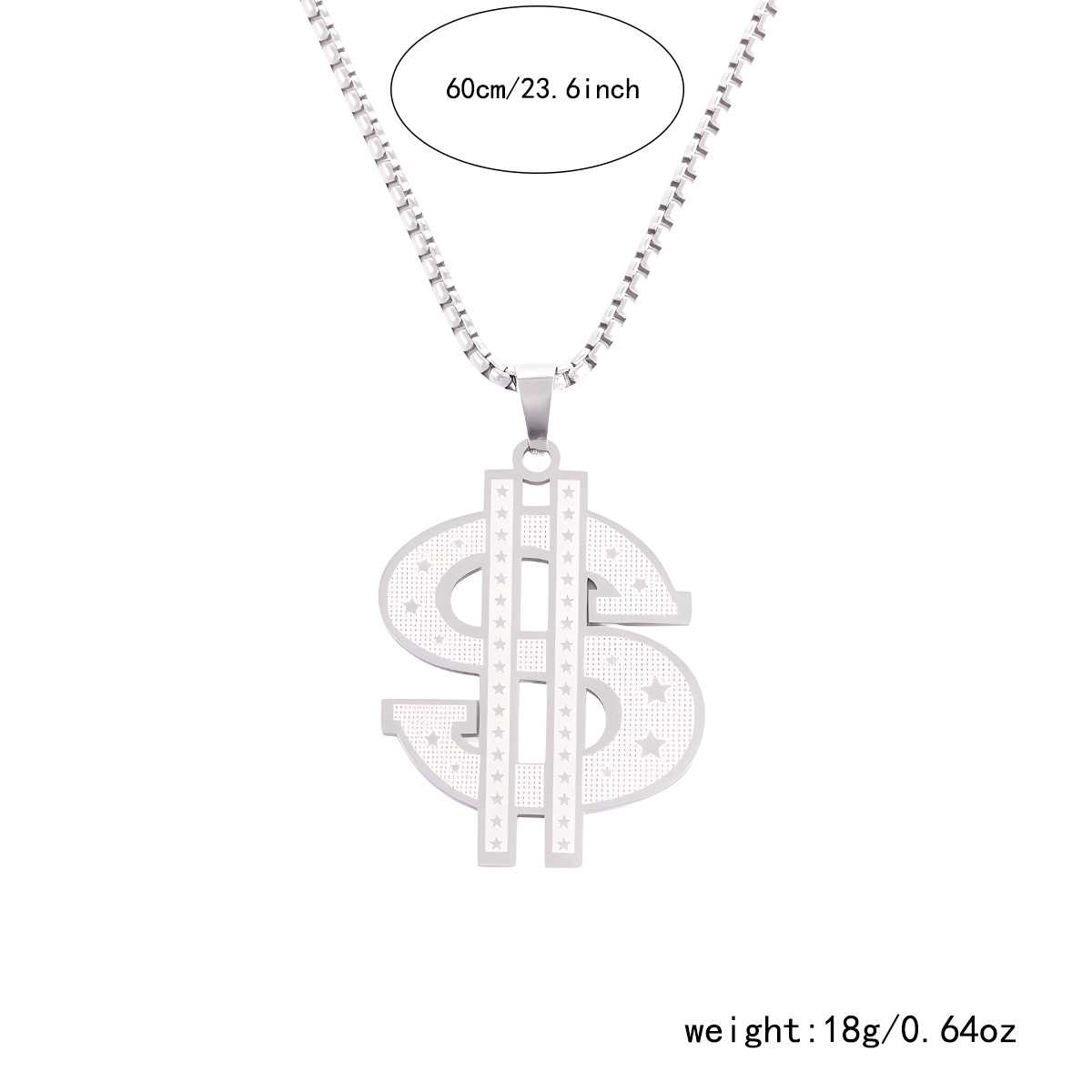 Men's Dollar Sign Pendant Necklace, Trendy Design